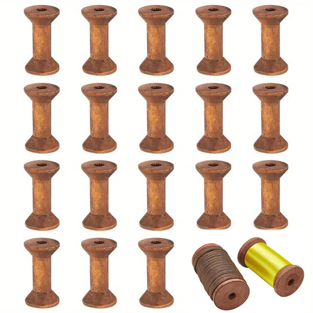 Organza Ribbon Spool - 10/20 Peças Mini Bobinas de Madeira