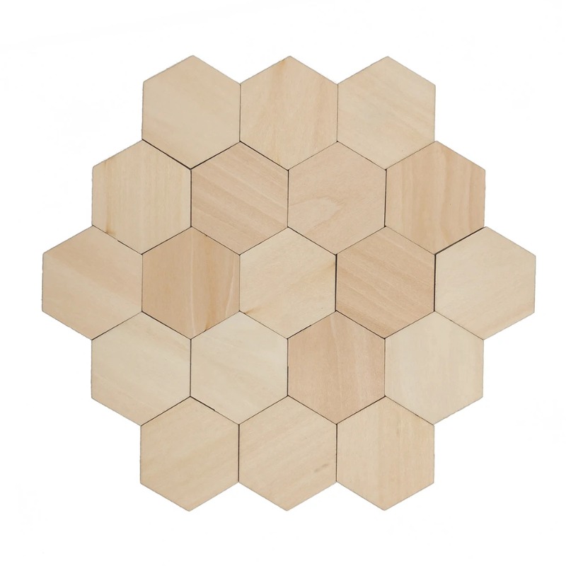 Embellish Craft - Fatias hexagonais de madeira em branco,
