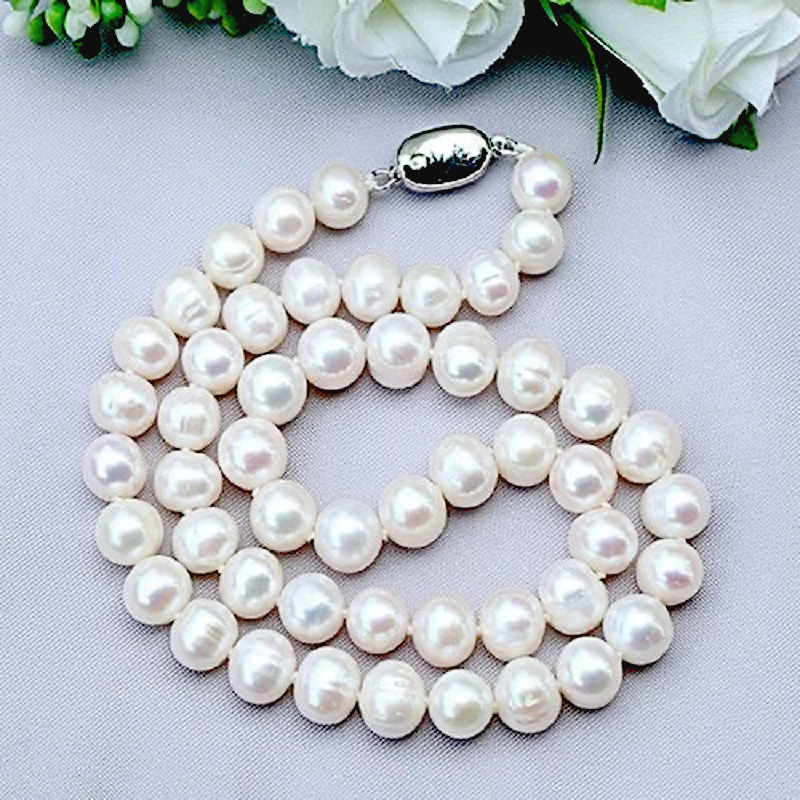 Pearl Trim Chain - 8-9mm pérola de água doce natural