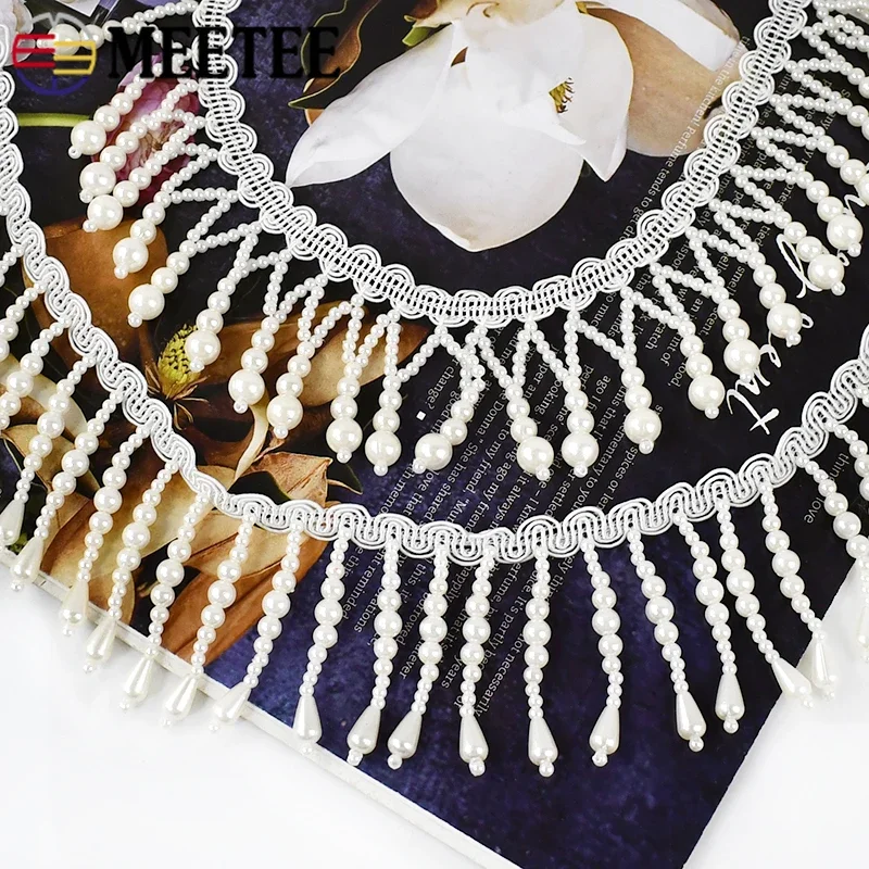 1/2 jardas pérola frisada borl - Fringe Ribbon Sewing avaliação e preço